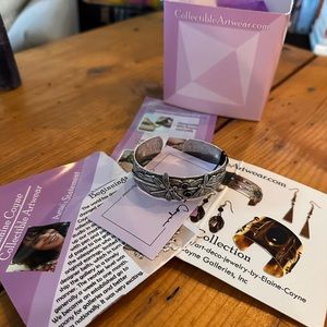 Mirror Antique Silver Cuff — Dragonflies with Amethyst and Onyx